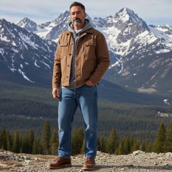 VTG 90s Y2K Chore Barn Coat Tan Work Wear Canvas Cotton Gap Jacket Mens Large - Picture 2 of 16